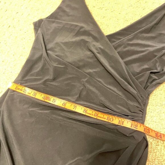 Vintage Draped V-neck Sleevless Dress Black – XS/S - Picture 11 of 11